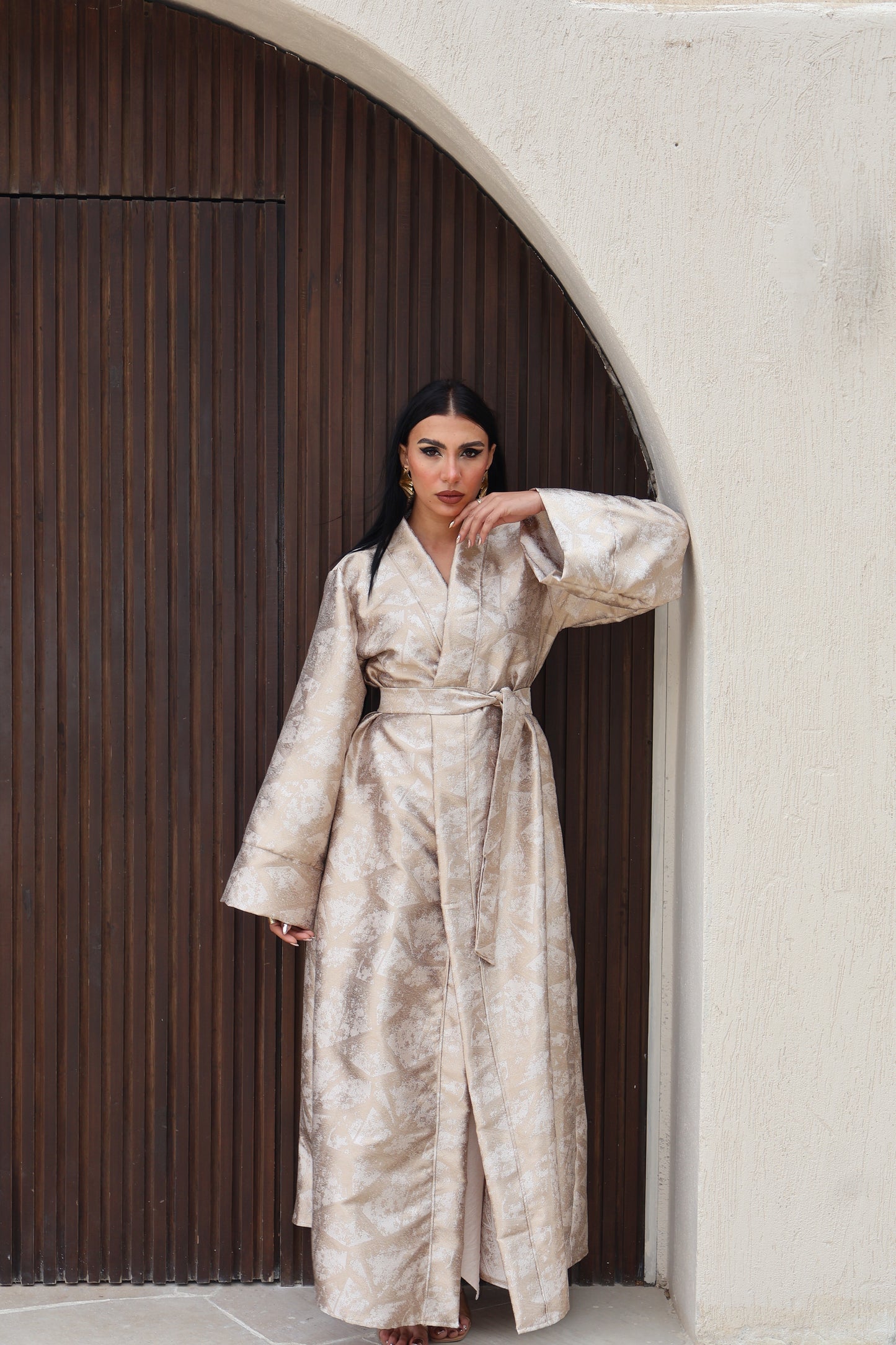 Gold x Beige Brocade Kaftan