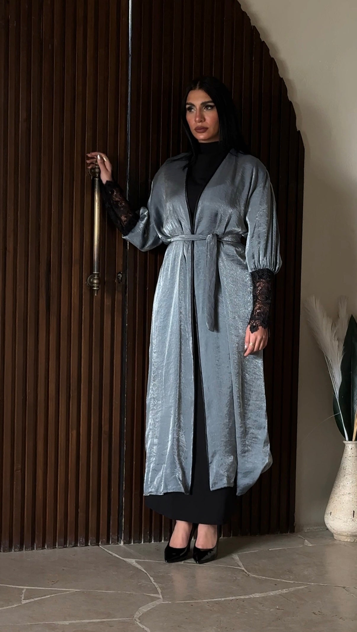 Grey Kaftan with lace