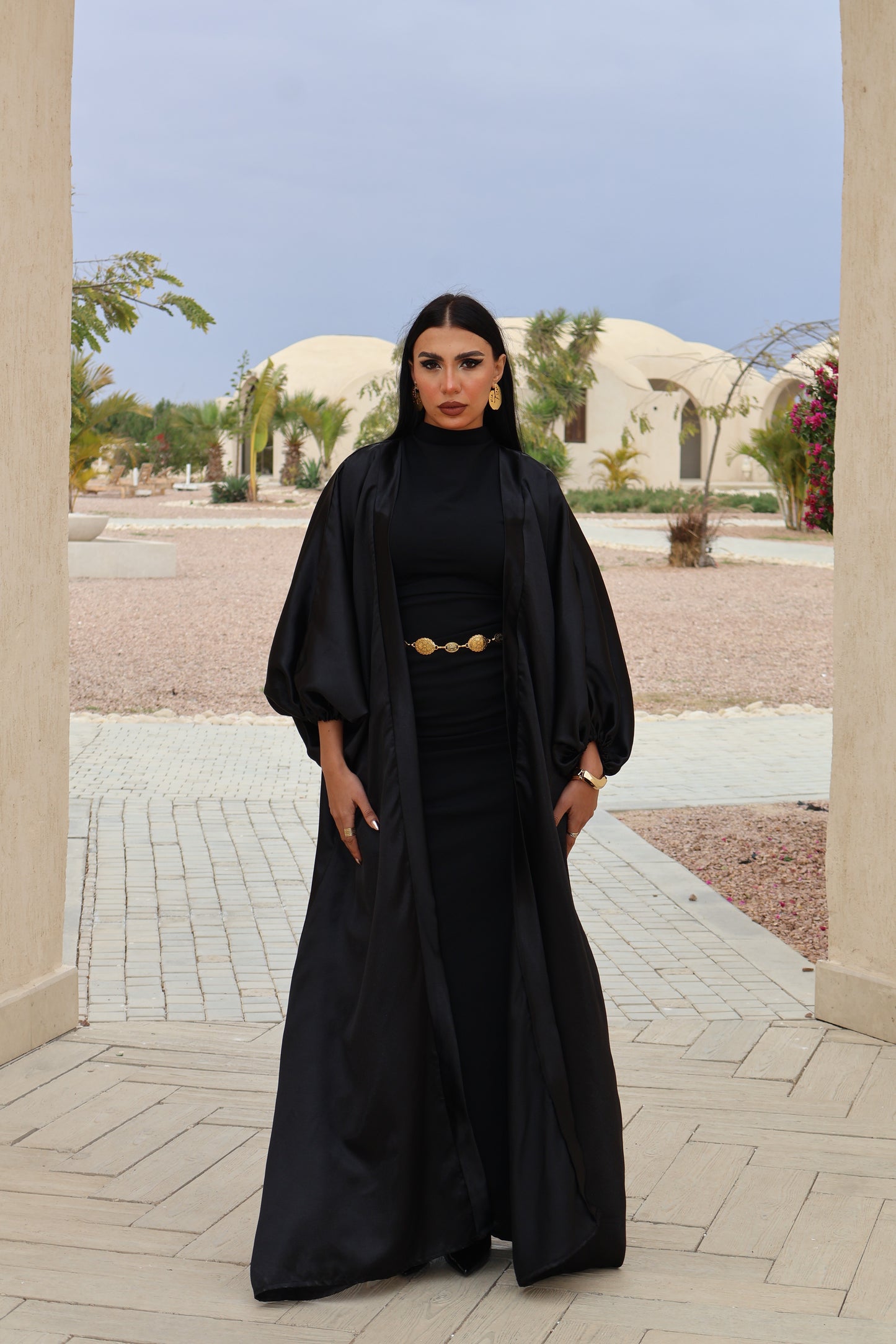 Black Satin Kaftan