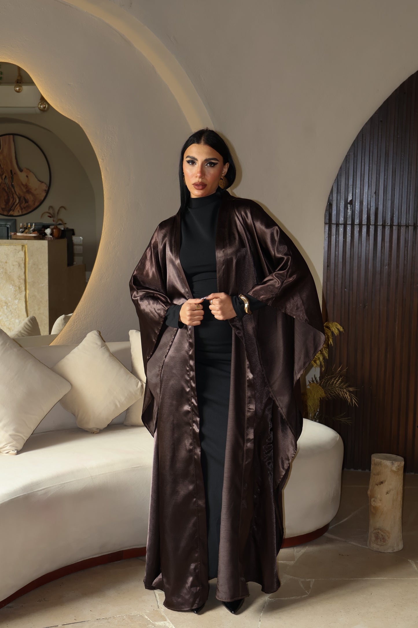 Brown Satin Kaftan
