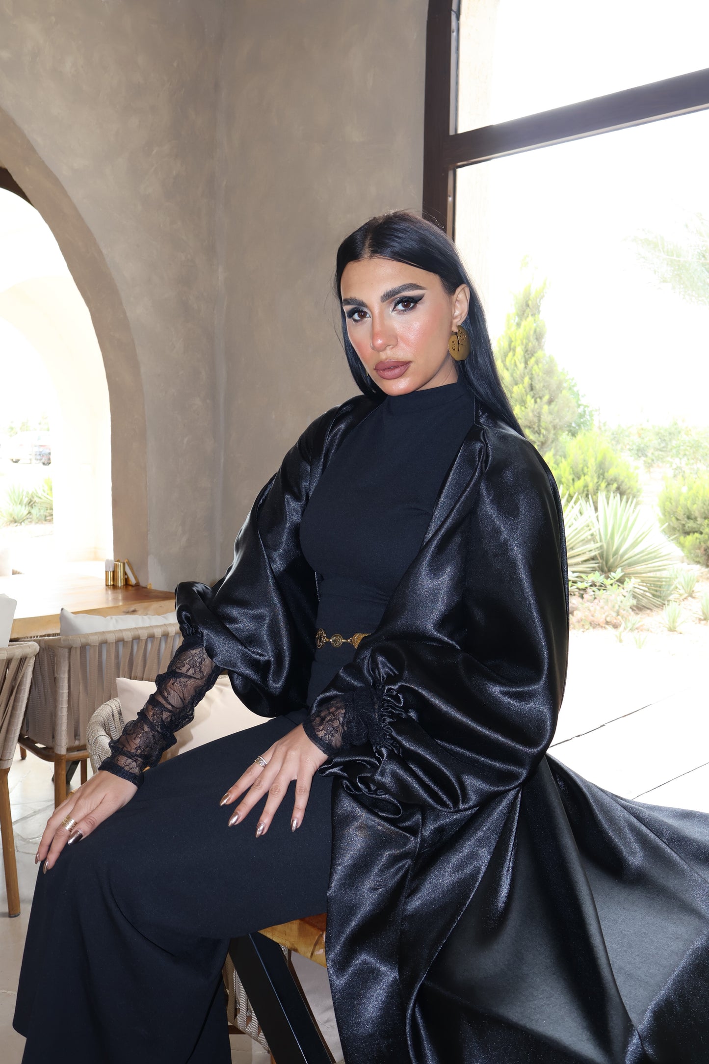 Black Satin Kaftan