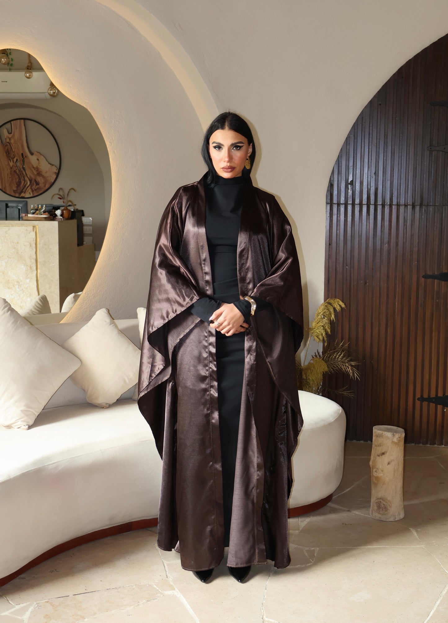 Brown Satin Kaftan