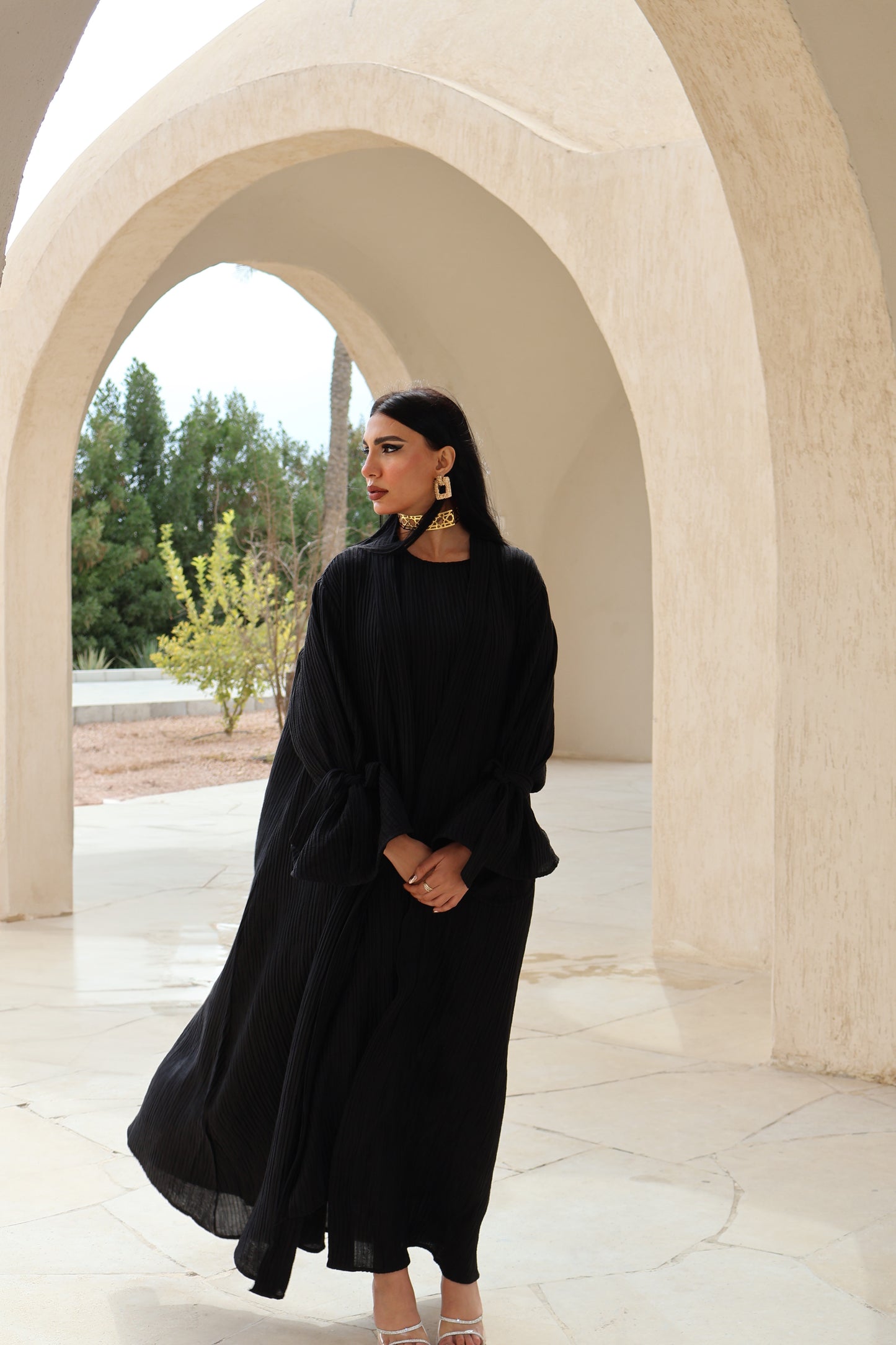 Black Pleated Set