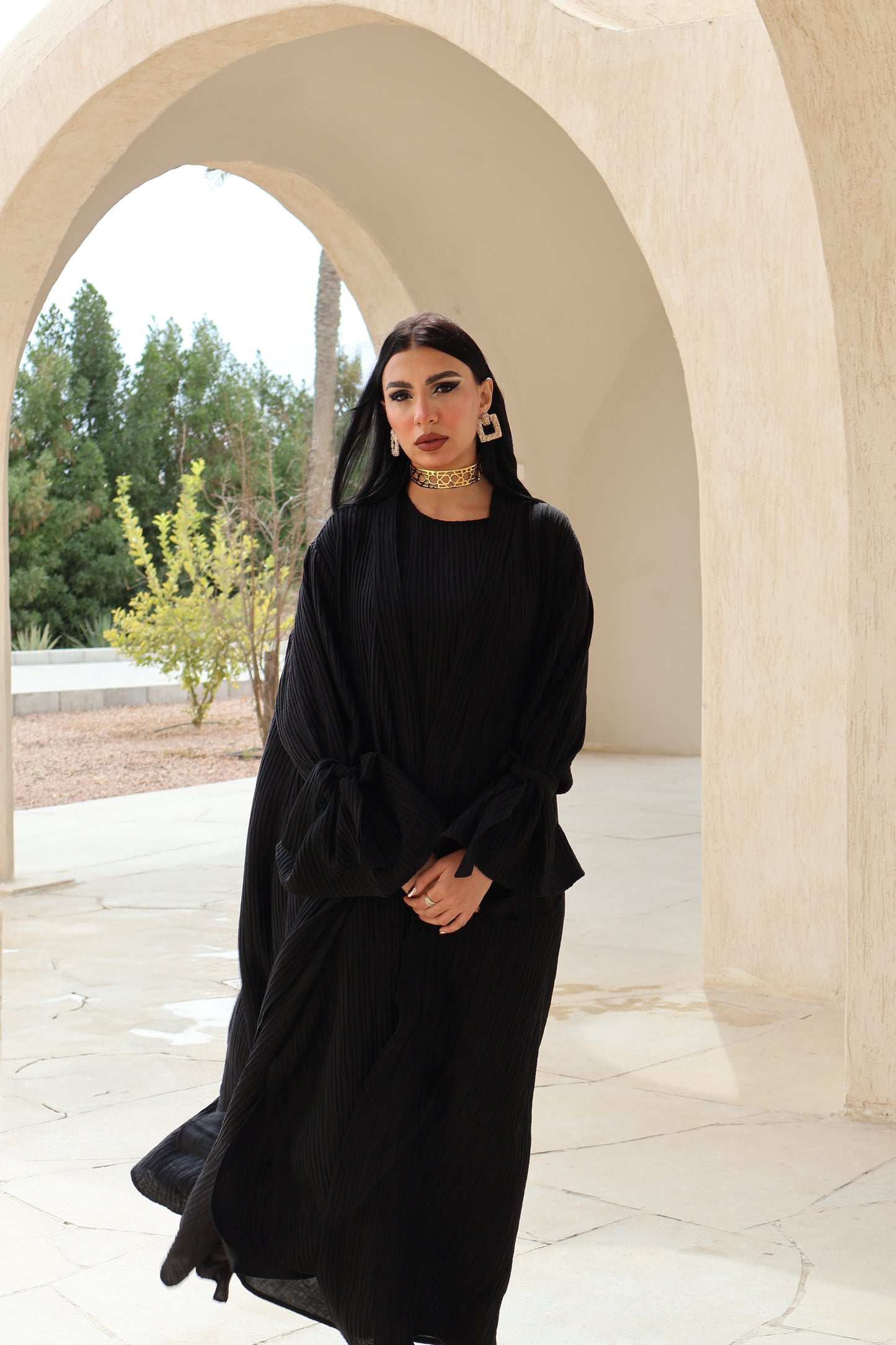 Black Pleated Set