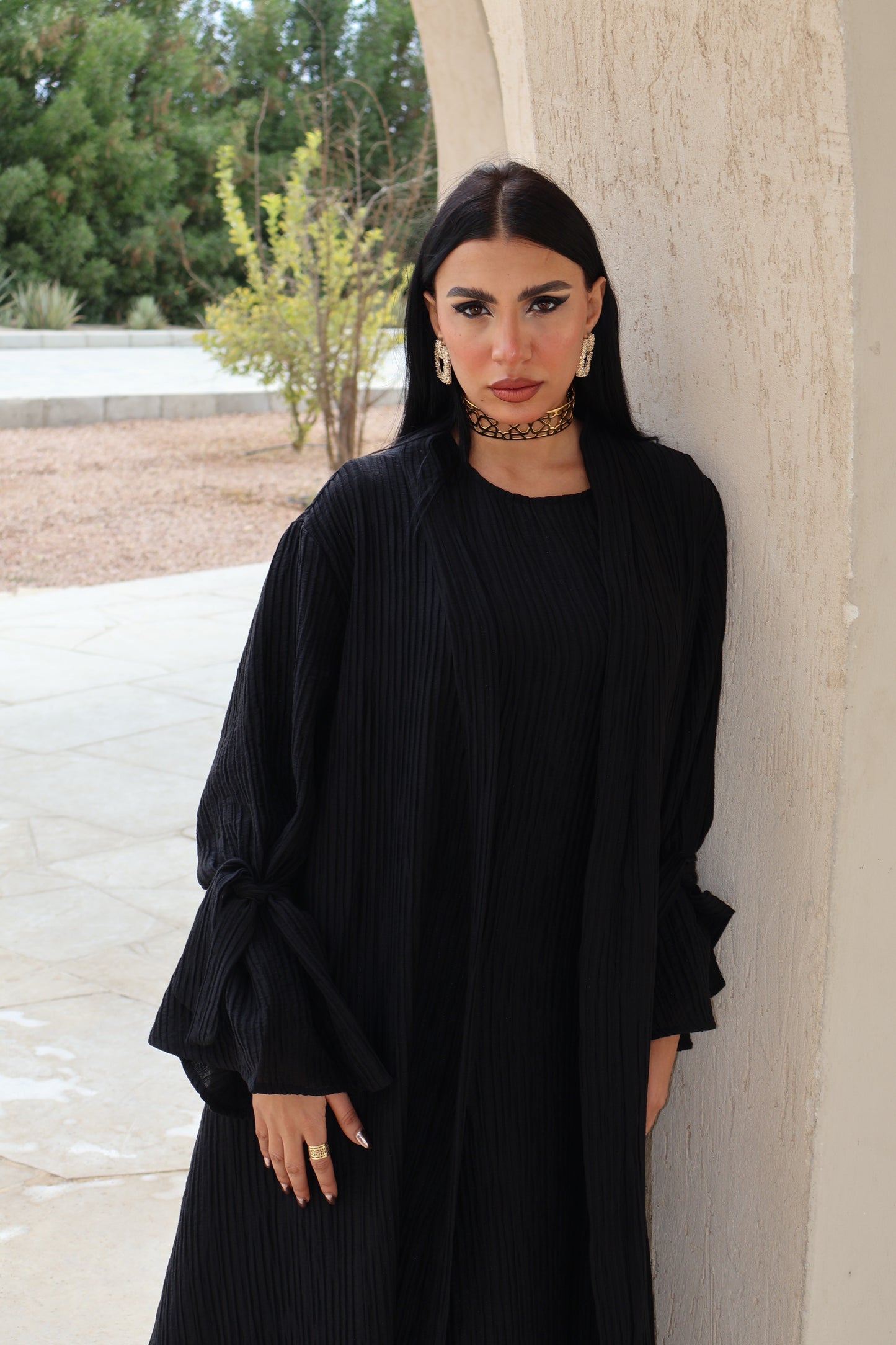 Black Pleated Set