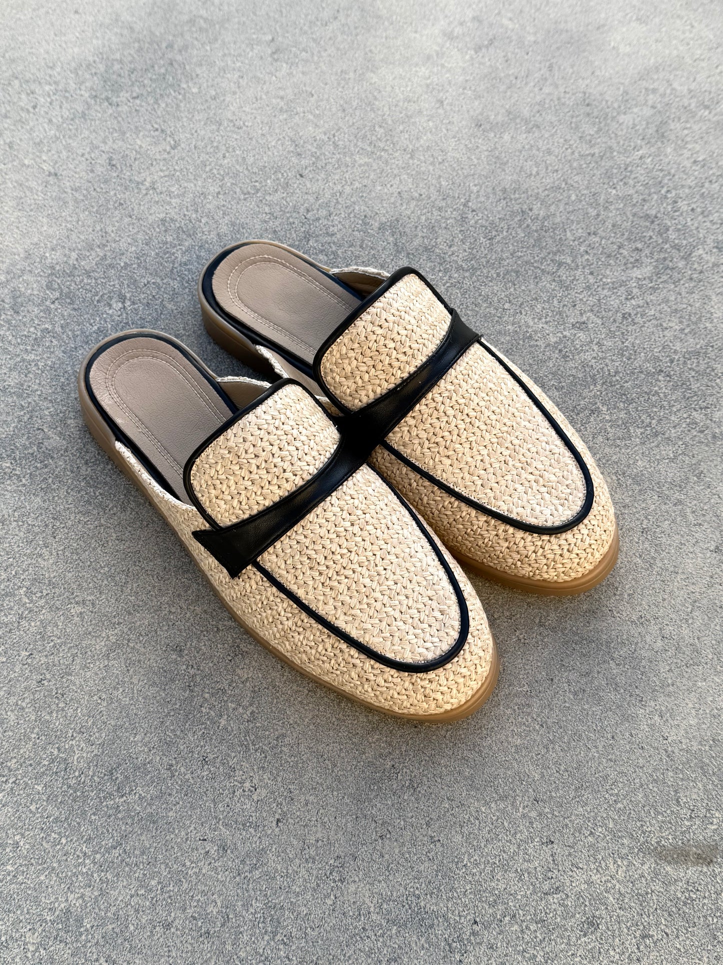 Black Woven Mules