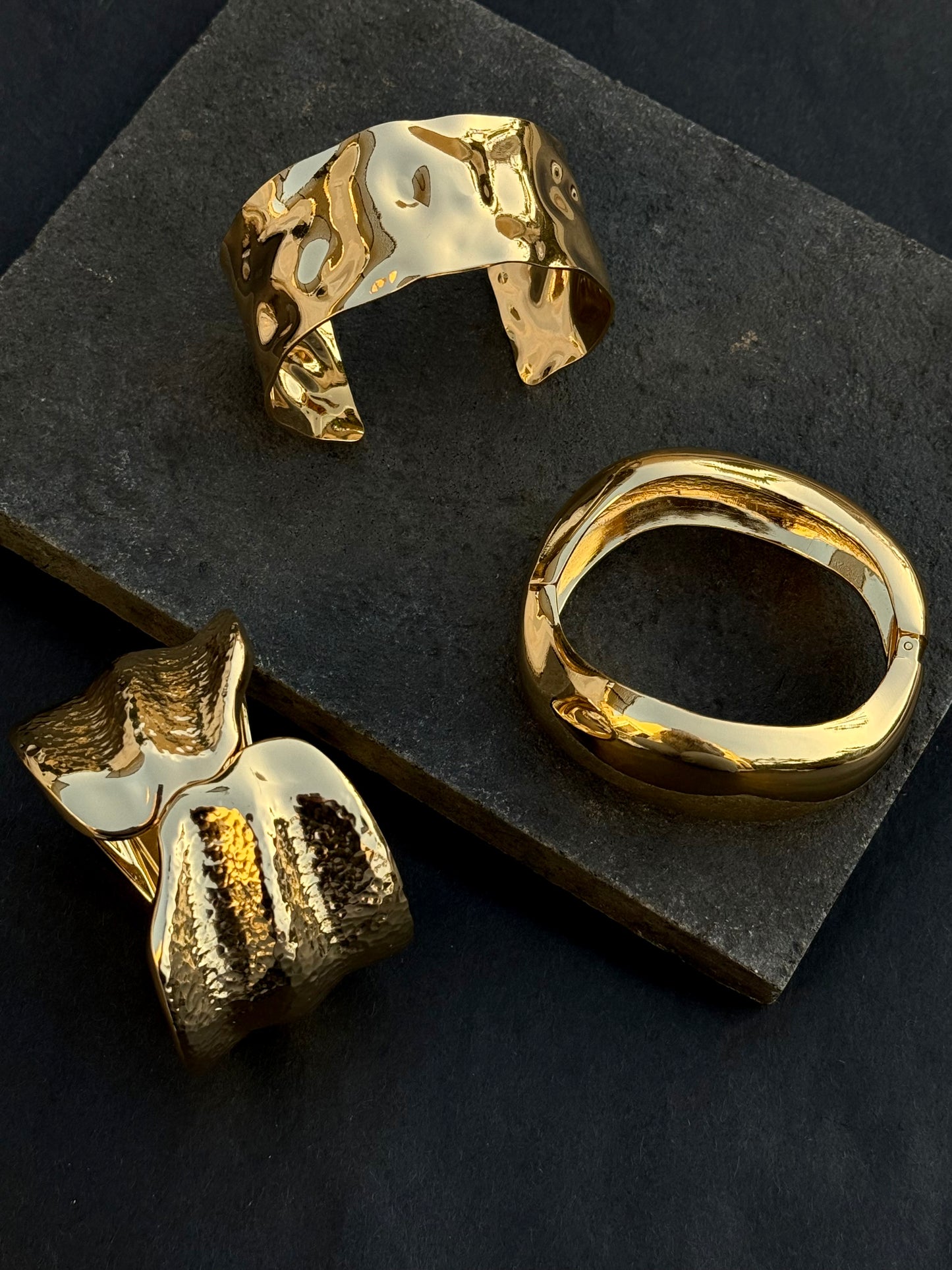 Gold Hammered Cuff Bracelet