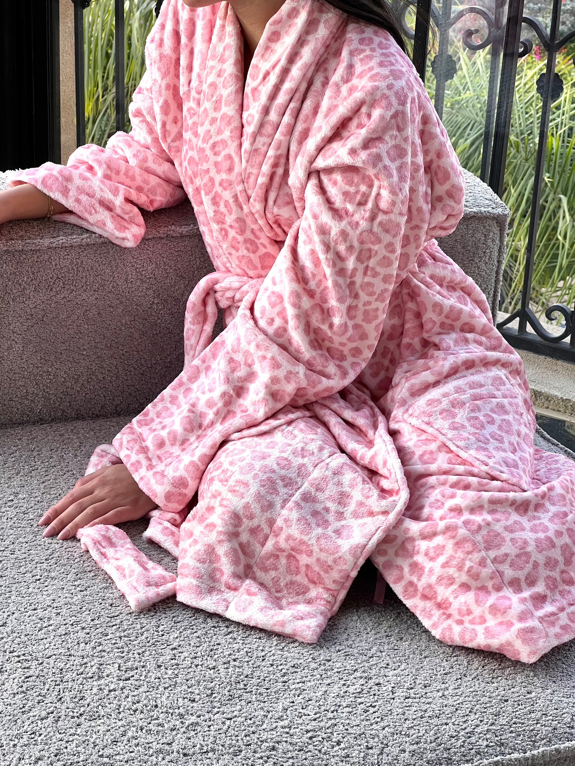 pink leopard print dressing gown Robe
