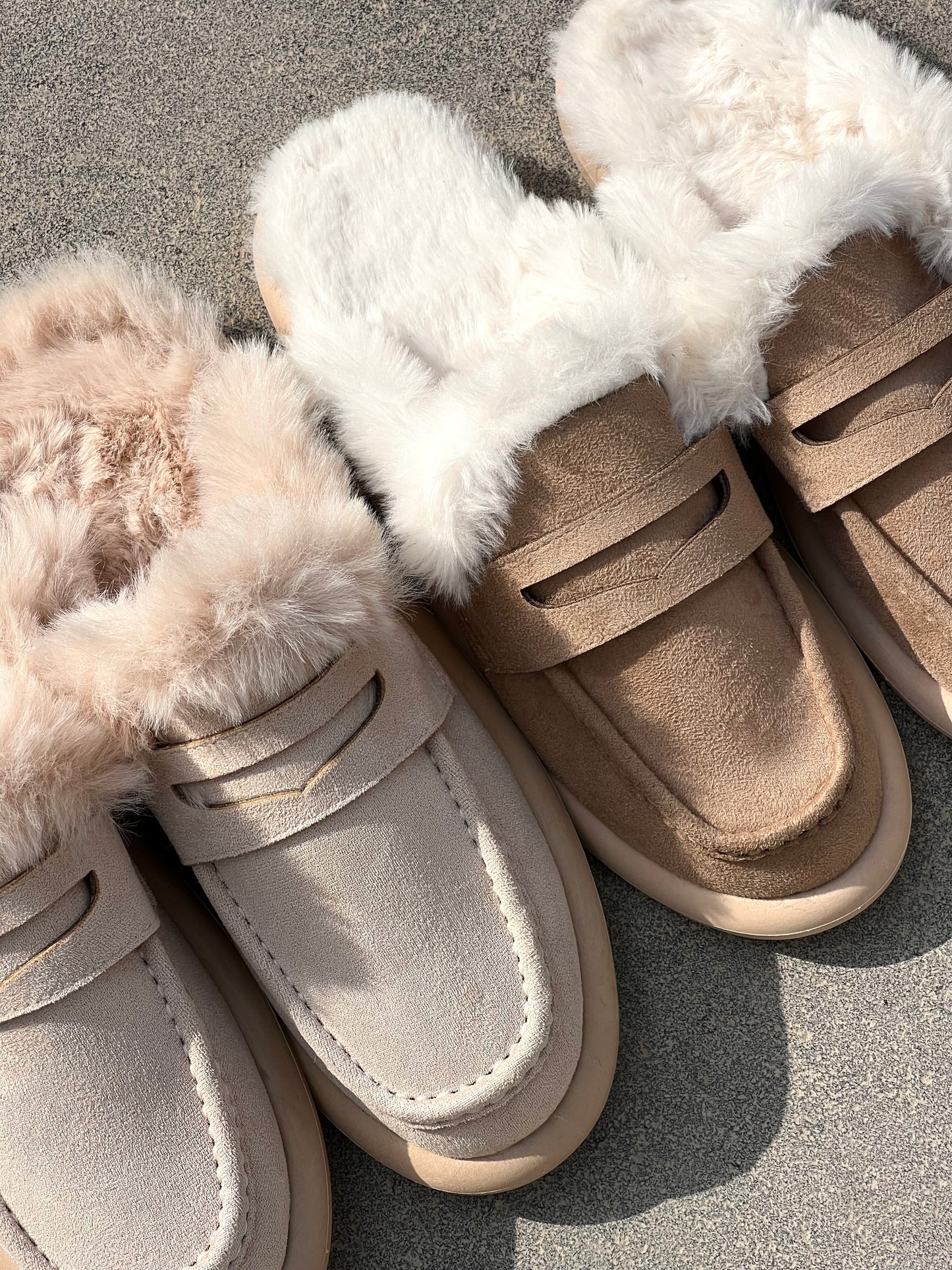 Coffee Faux Fur & Suede Mules