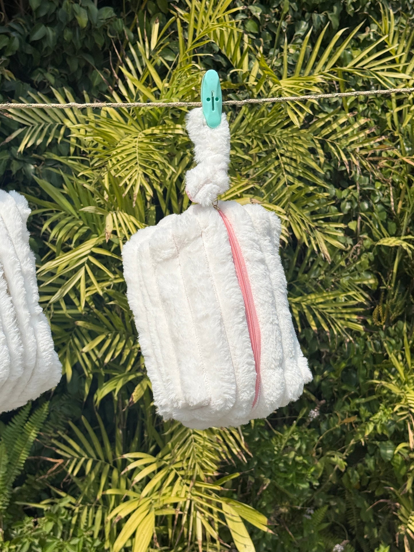 Plush White Makeup Bag