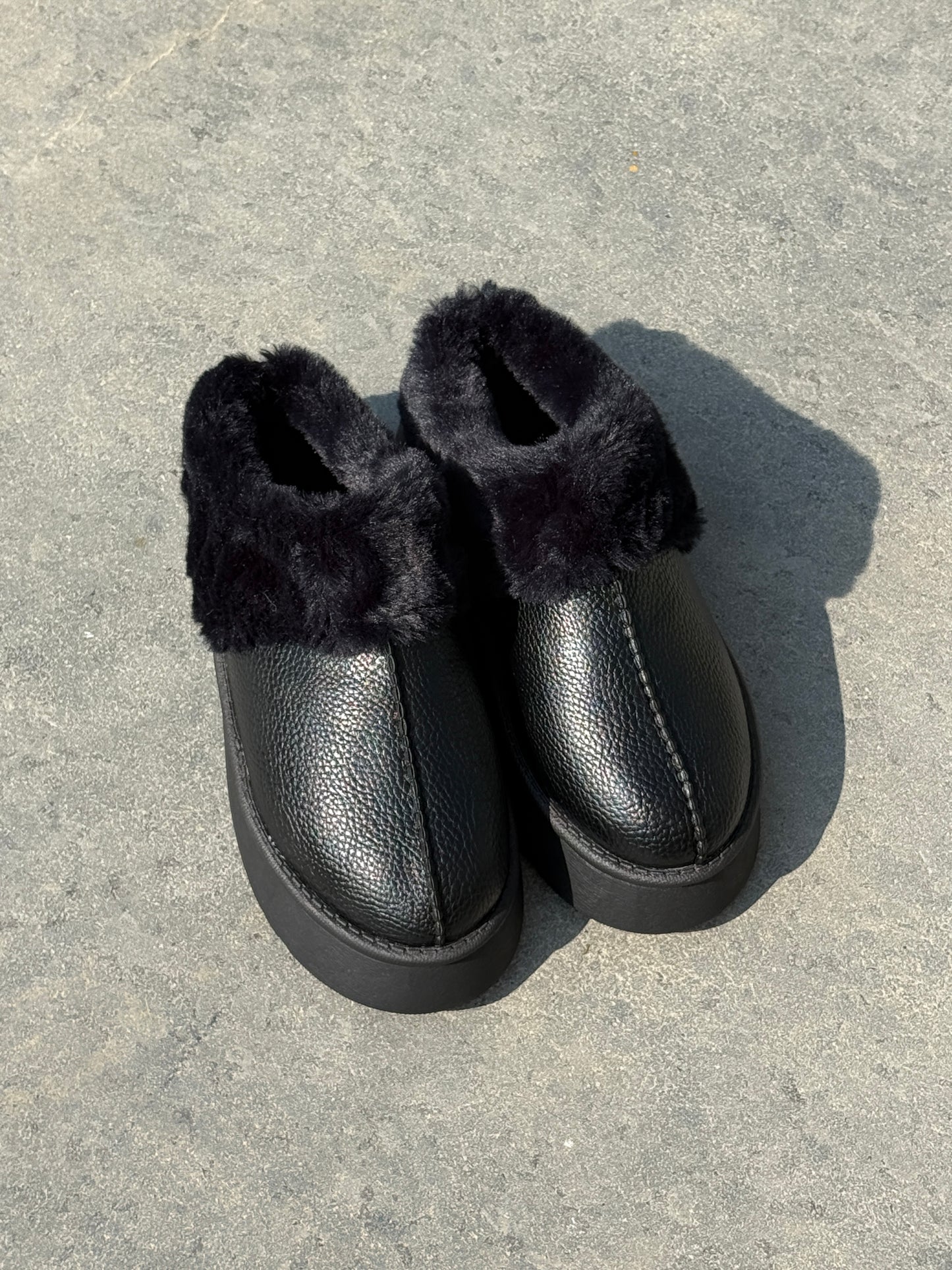 Leather Platform Slides
