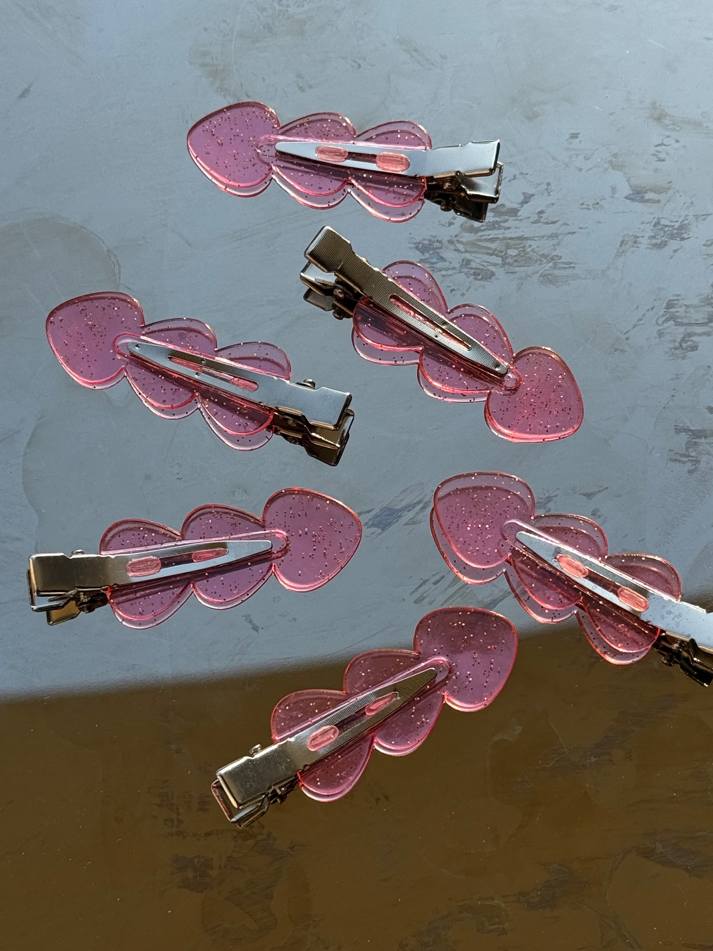Pink Heart Snap Clips (Set of 2)