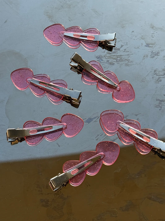 Pink Heart Snap Clips (Set of 2)