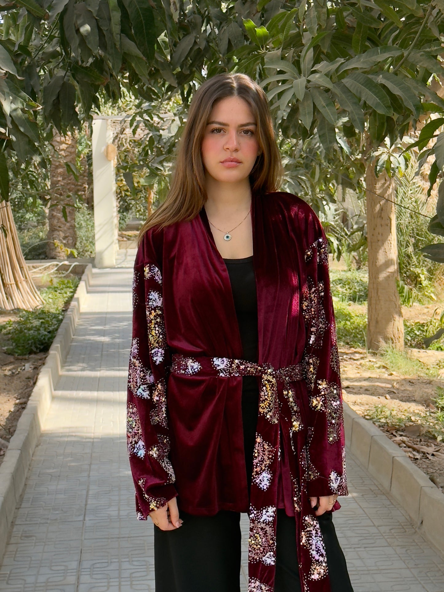 Bloom Burgundy kimono