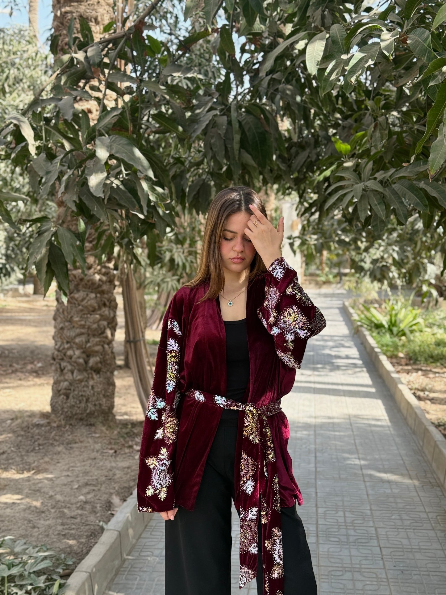 Bloom Burgundy kimono