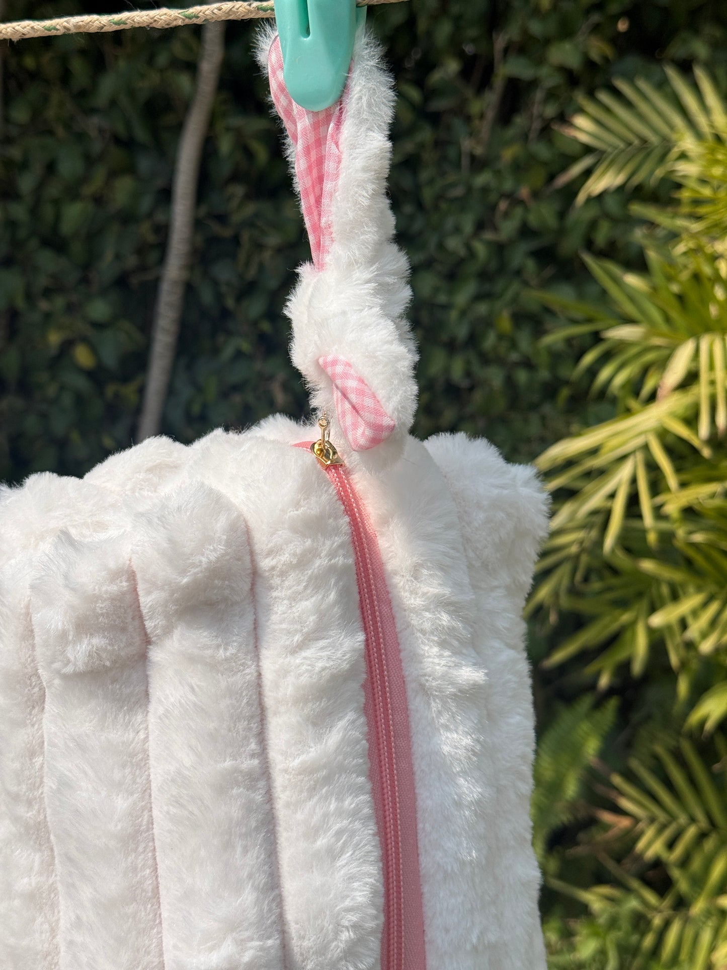Plush White Makeup Bag