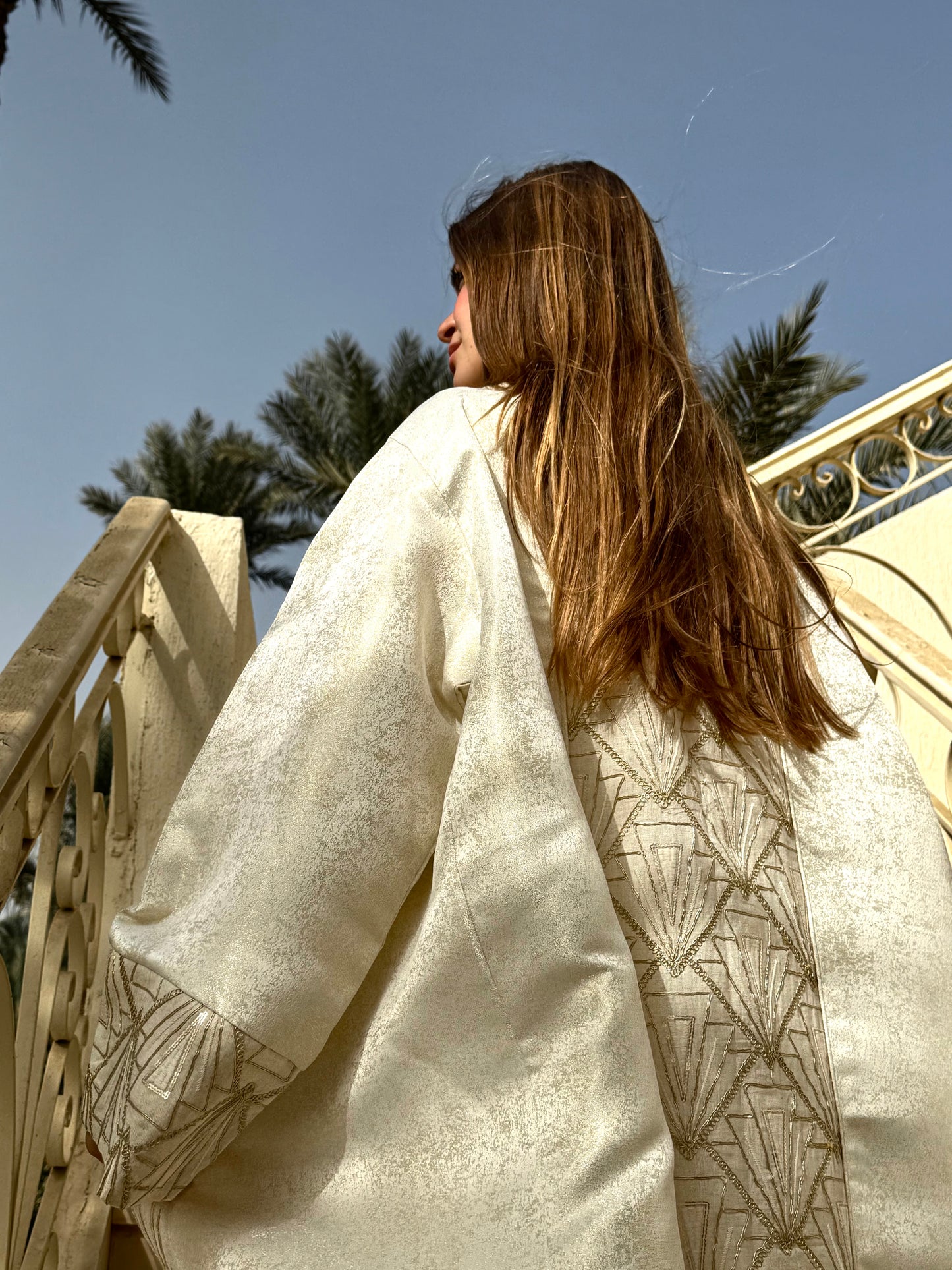Beige Embroidered Kaftan