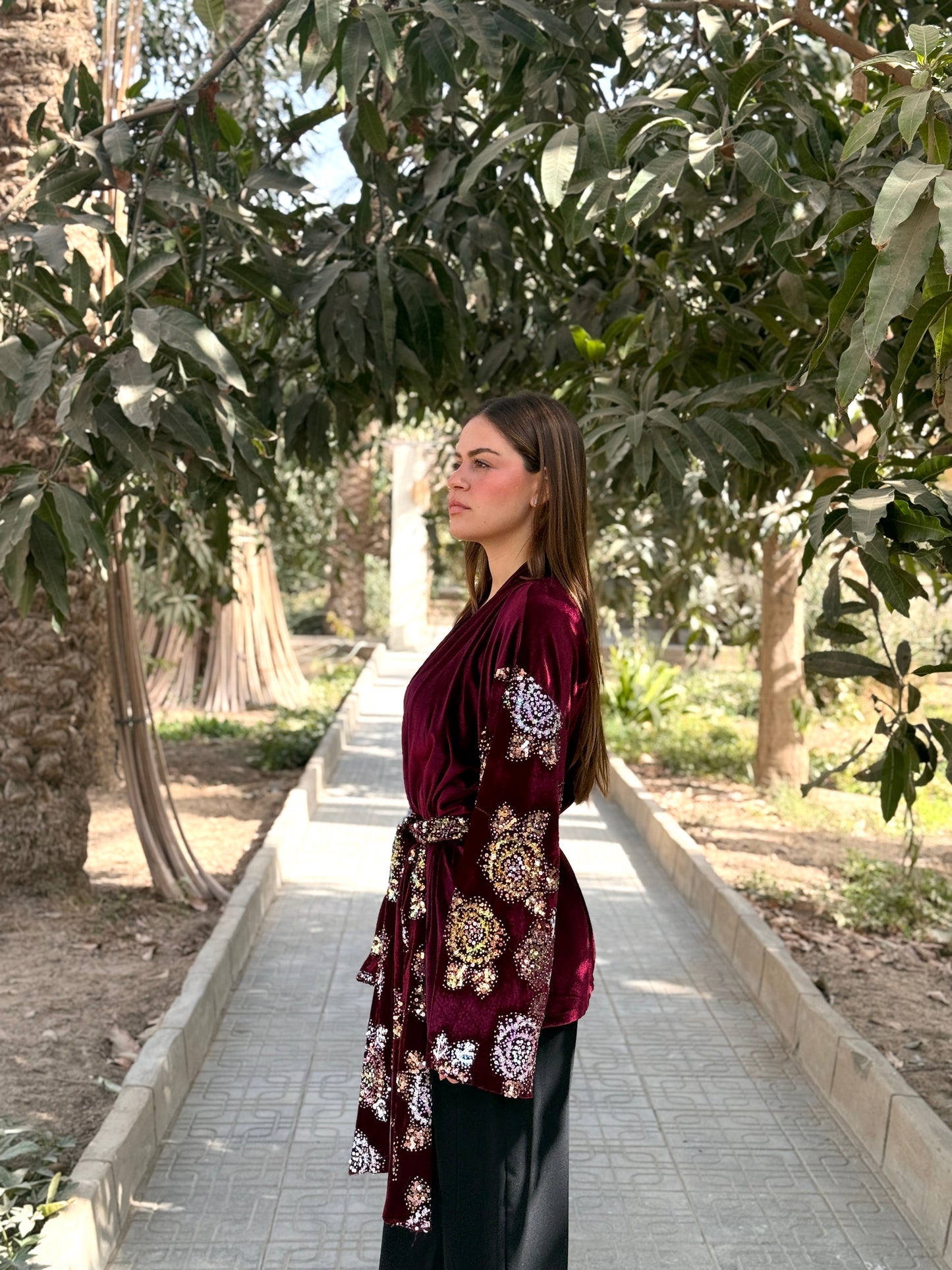 Bloom Burgundy kimono