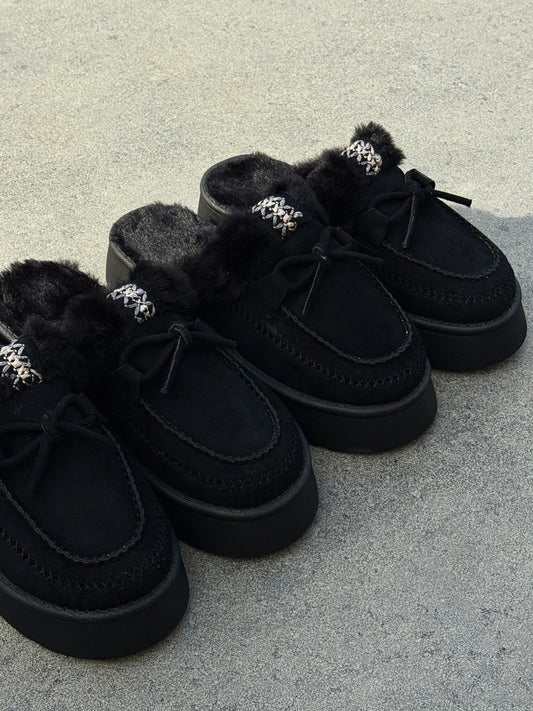 Black Platform Mules