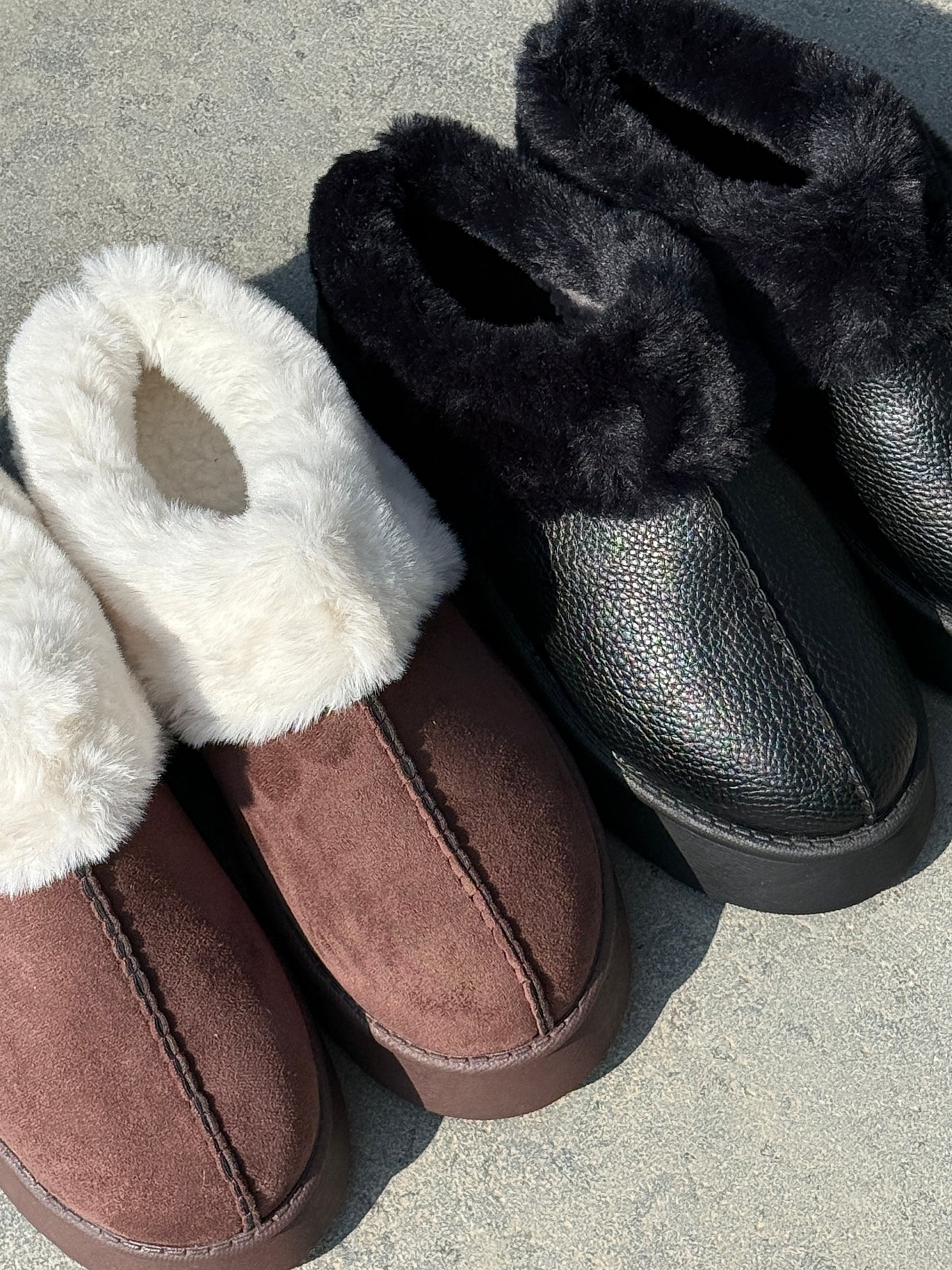 Leather Platform Slides
