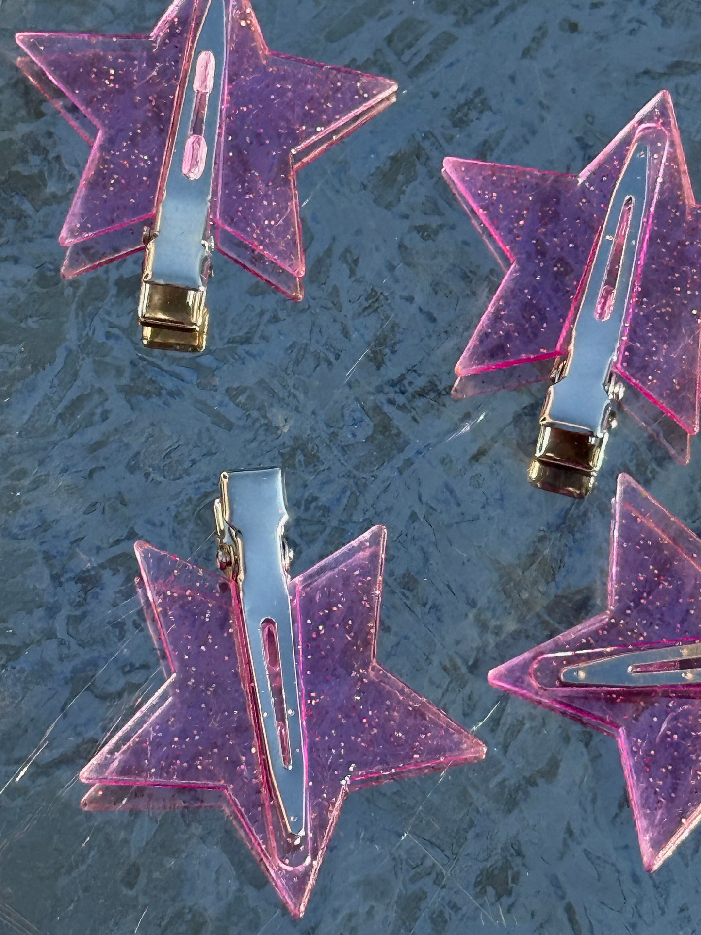 Pink Star Snap Clips (Set of 2)