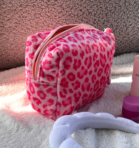 Hot Pink Leopard Makeup Bag