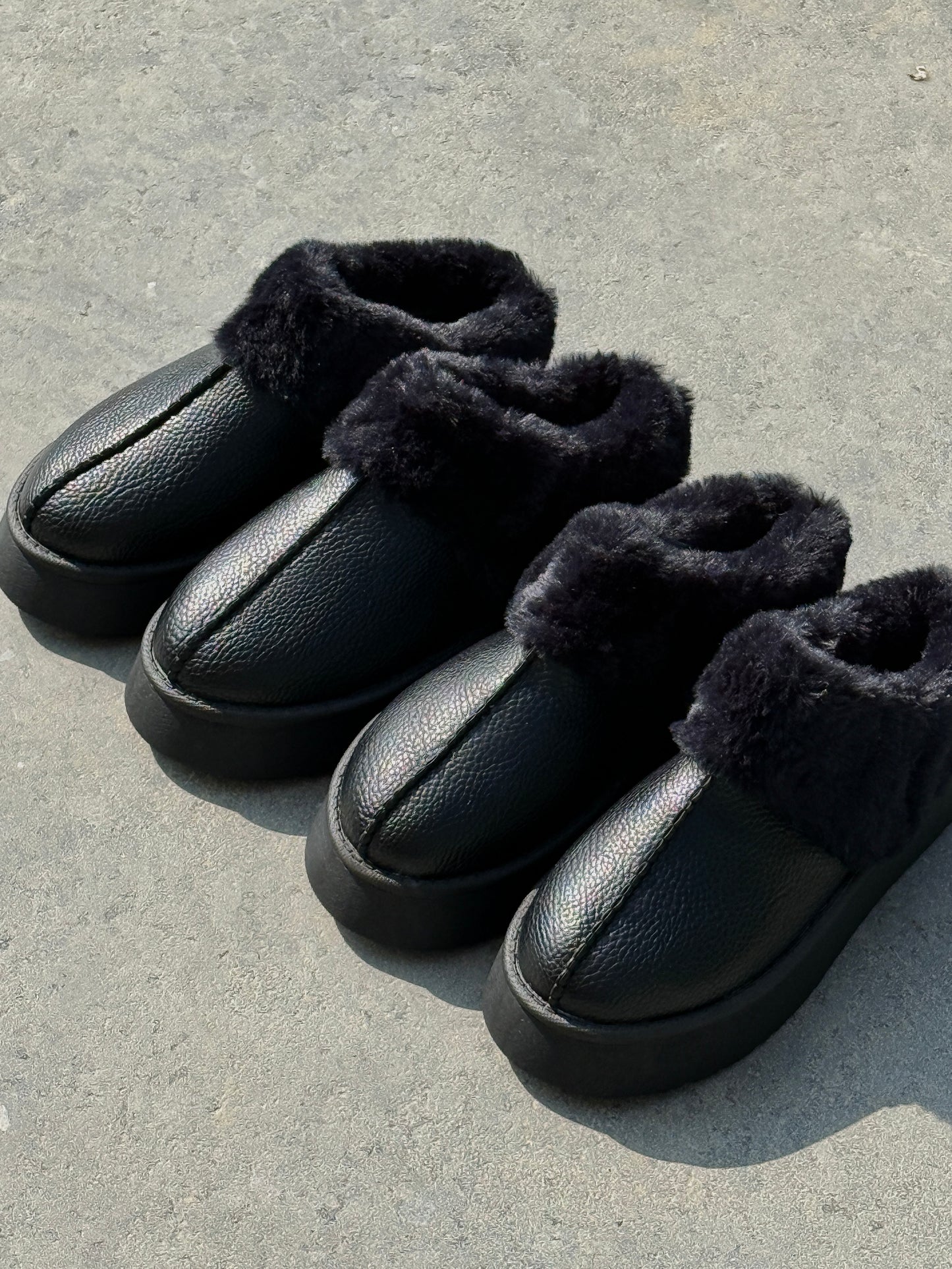 Leather Platform Slides