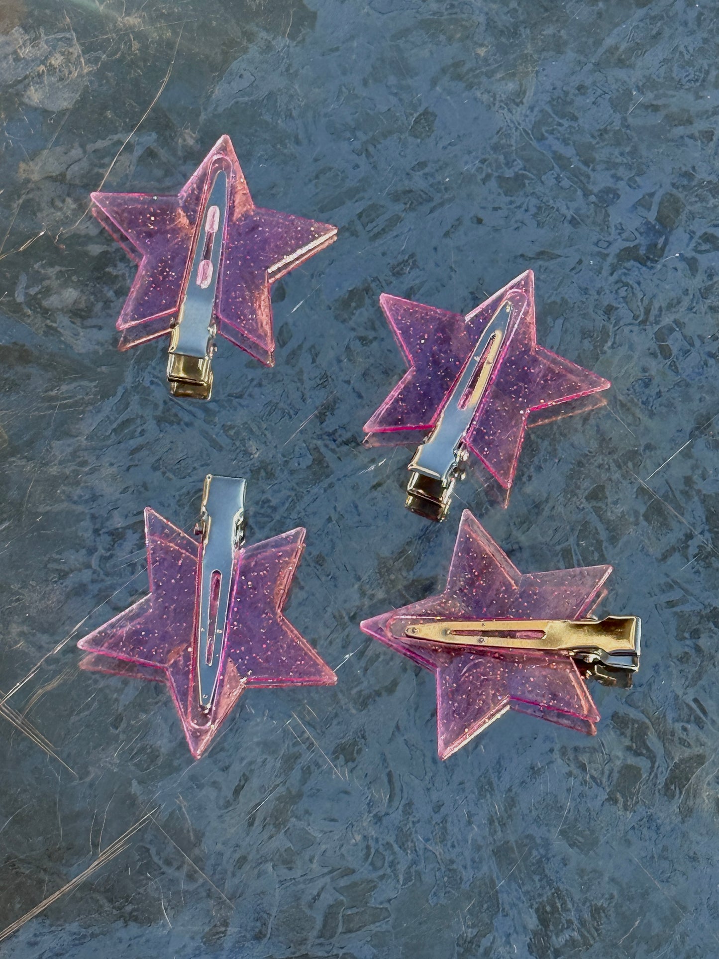 Pink Star Snap Clips (Set of 2)