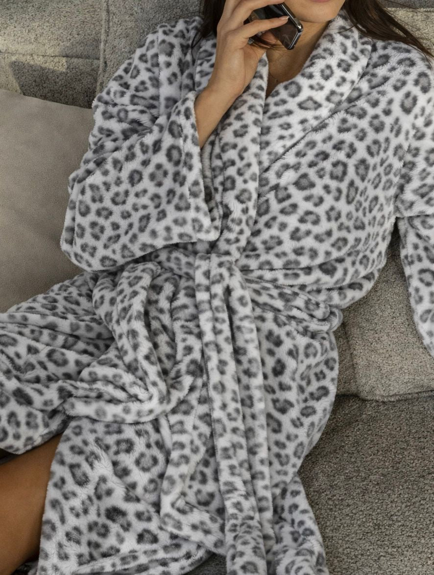 Grey Leopard Robe