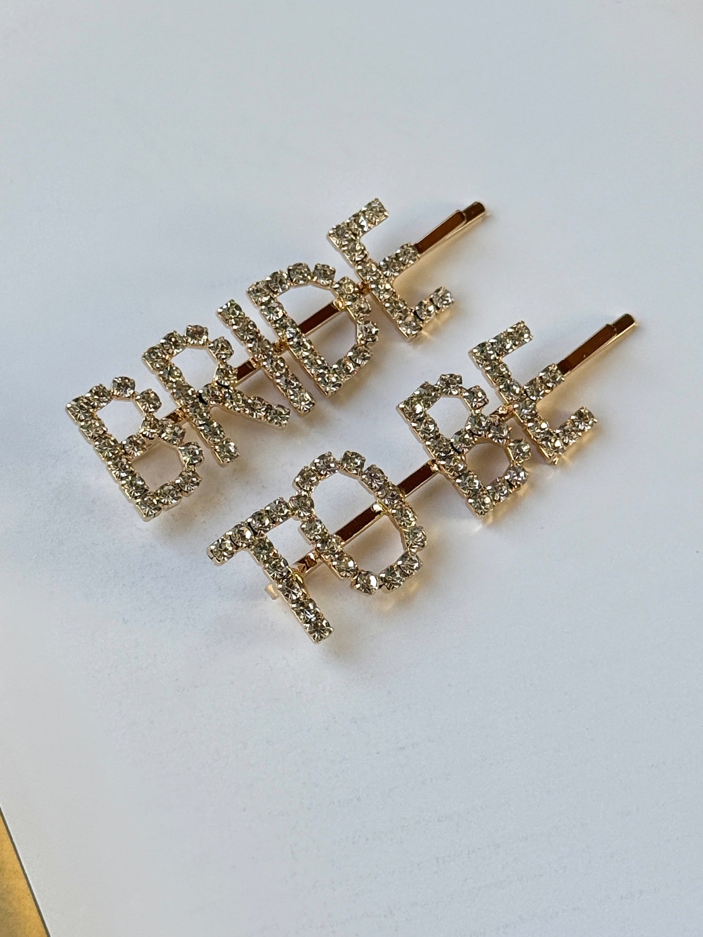 Bride to Be Rhinestone Gold Clips