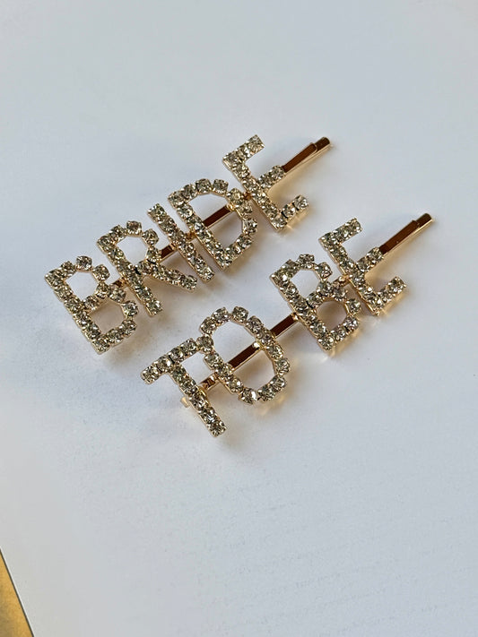 Bride to Be Rhinestone Gold Clips