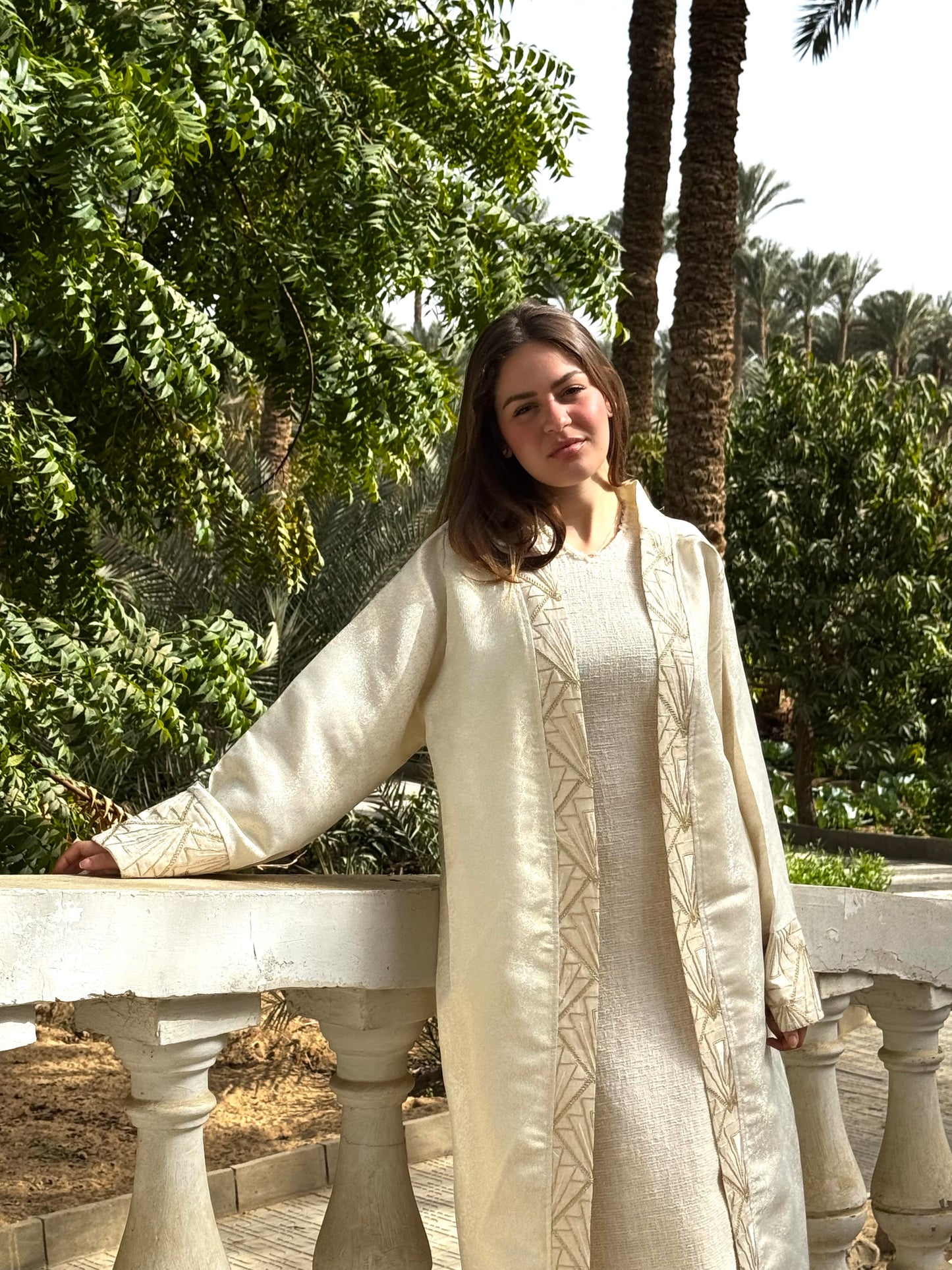 Beige Embroidered Kaftan