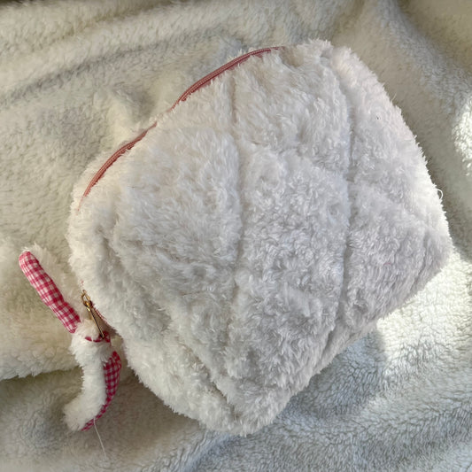 White fluffy Makeup Bag