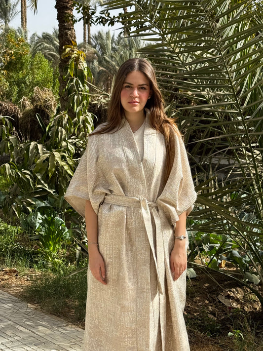 Beige Brocade Kaftan