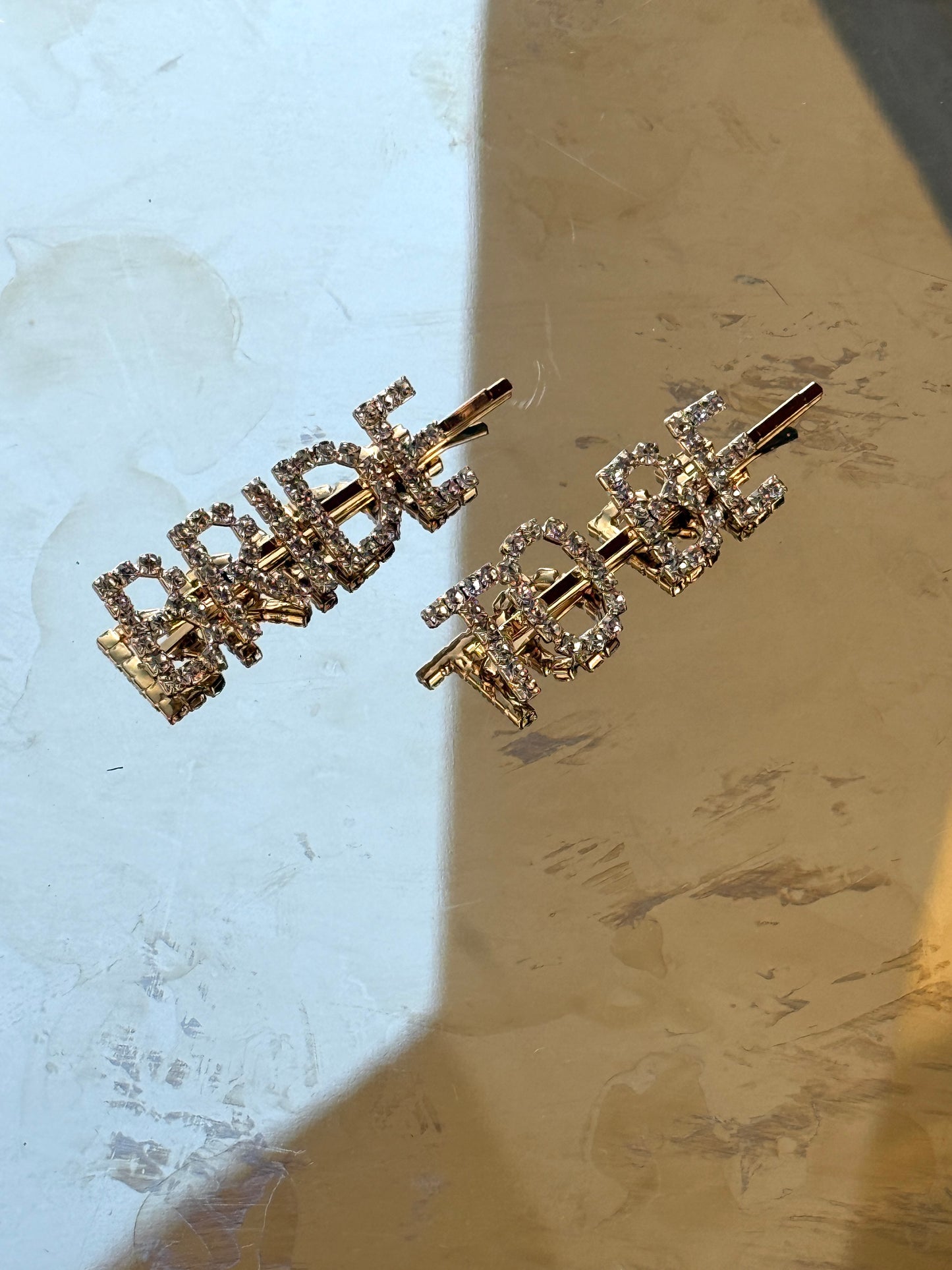 Bride to Be Rhinestone Gold Clips