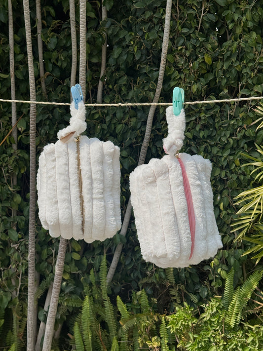 Plush White Makeup Bag