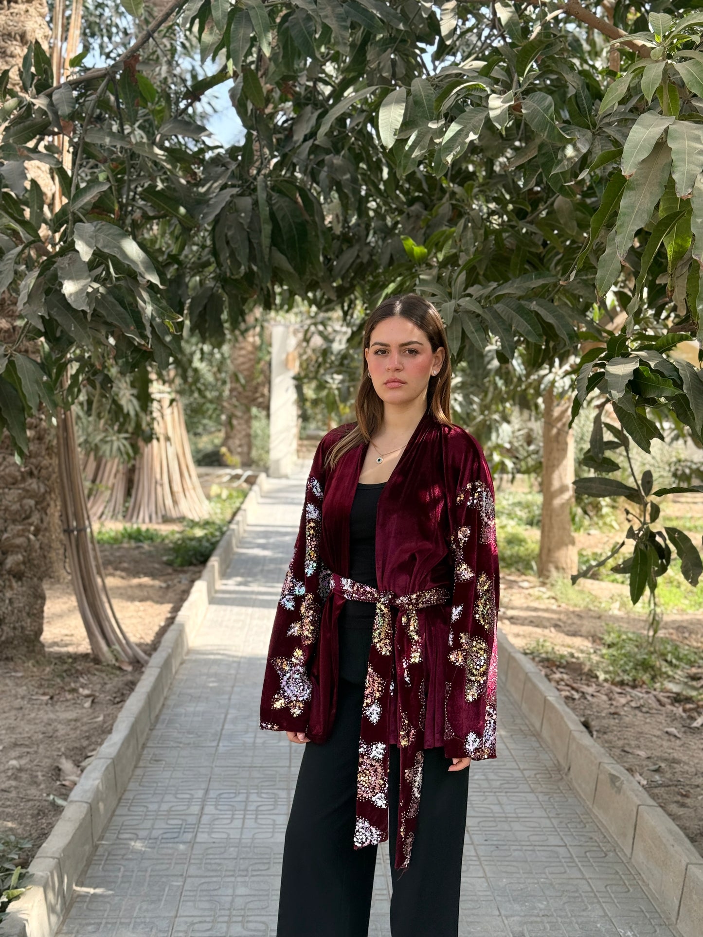 Bloom Burgundy kimono